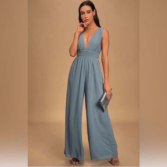 🌟2X HP🌟NWT Divine Muse Slate Blue Wide-Leg Jumpsuit - Picture 1 of 7